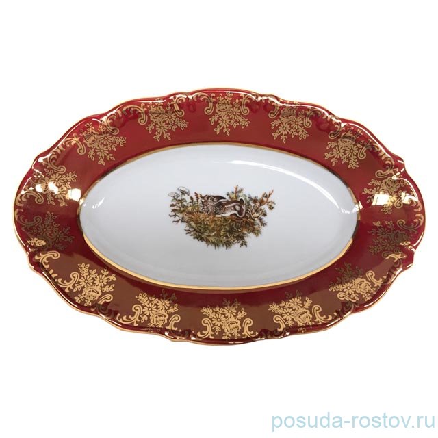 Блюдо 28 см овальное "Мария-Тереза /Охота красная 1" / 109803