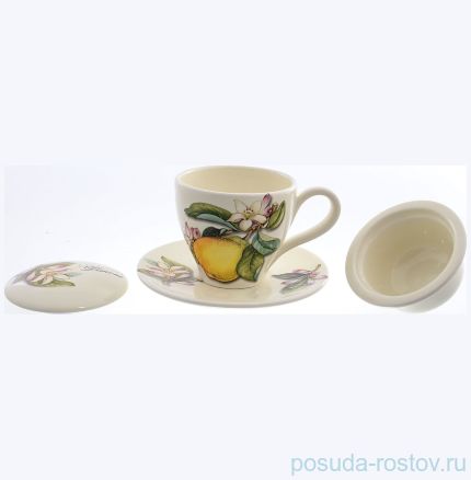 Чайная пара 350 мл 1 шт с крышкой и ситечком &quot;Artigianato ceramico /Лимоны&quot; / 156799