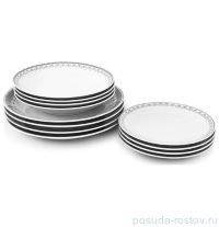 Набор тарелок 12 предметов (21, 22, 26 см) &quot;Hyggelyne /Серый узор&quot;  / 158490