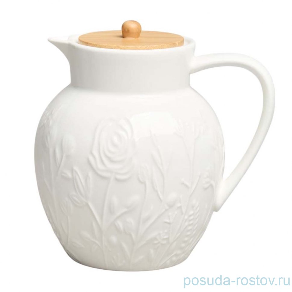 Кувшин для воды 1,3 л с деревянной крышкой 16,5 х 13 х 17 см "Meadow" / 370162