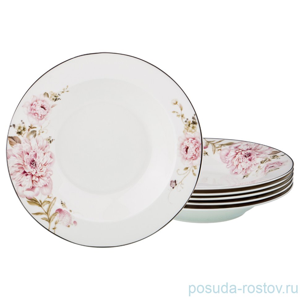 Набор тарелок 23 см 6 шт глубокие "Пионы" / 186250