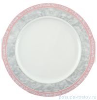 Пирожковая тарелка 27 см &quot;Яна /Серый мрамор с розовым кантом&quot; / 056359