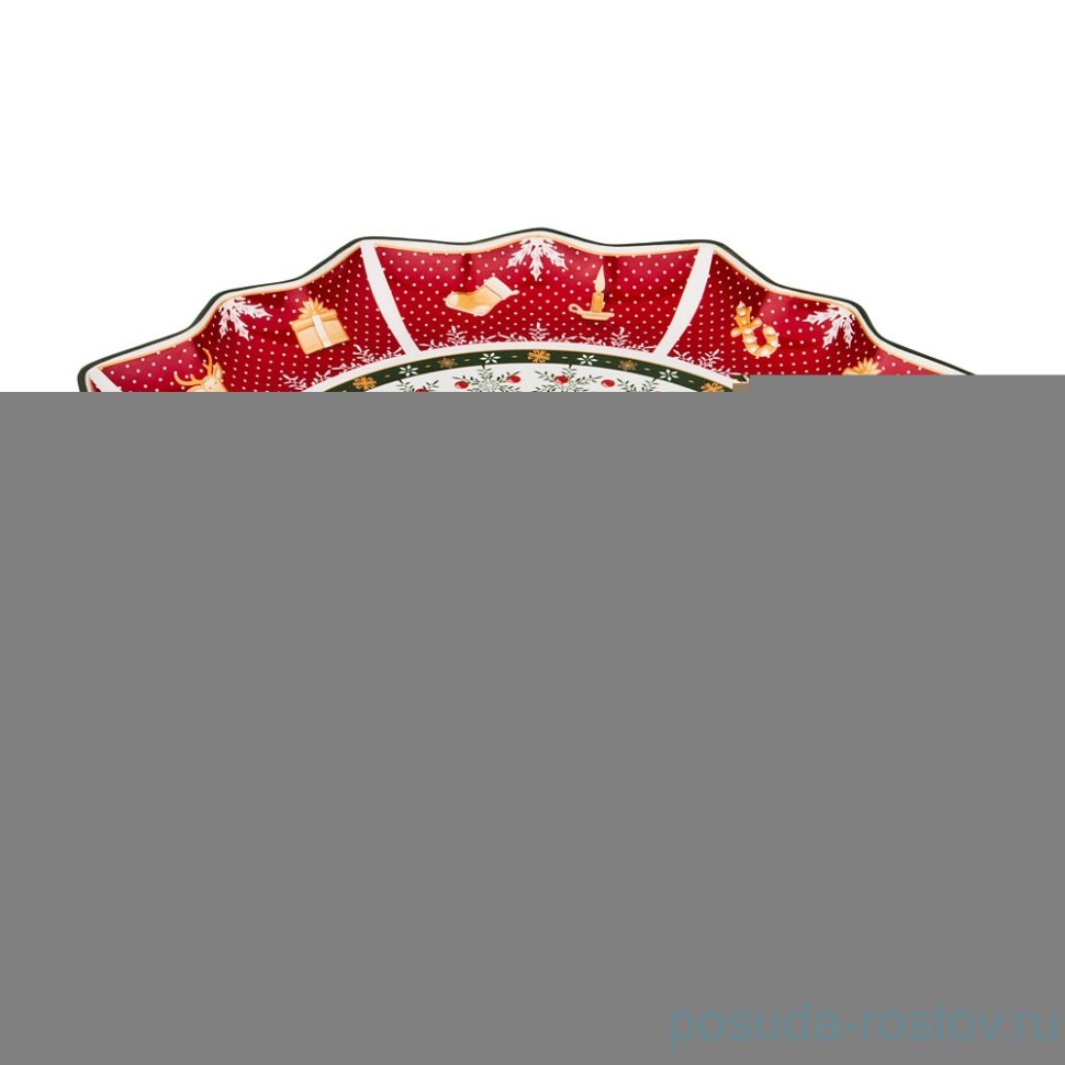 Блюдо 38 х 4 см круглое "Christmas Collection /Снежинка красная" / 192446