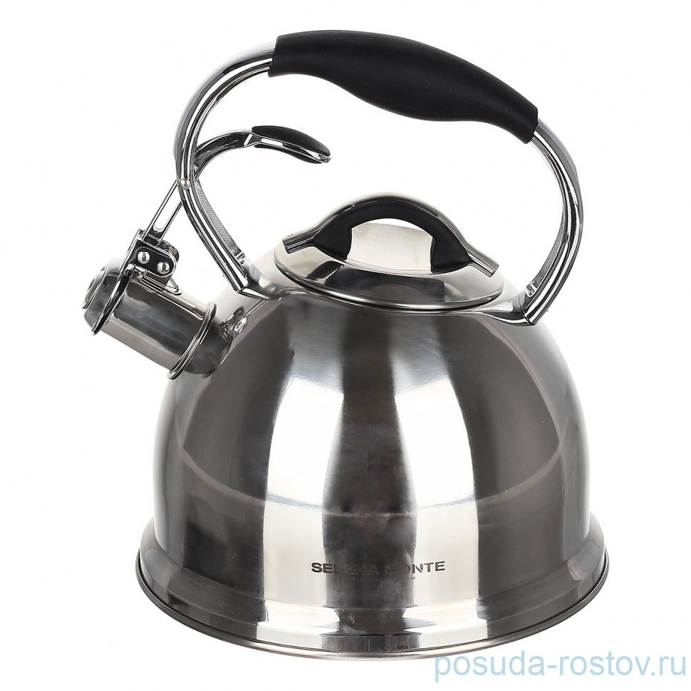 Чайник 3 л со свистком черно-зеркальный "Alfredo" / 366083 Чайник 3 л со свистком черно-зеркальный "Alfredo" / 366083