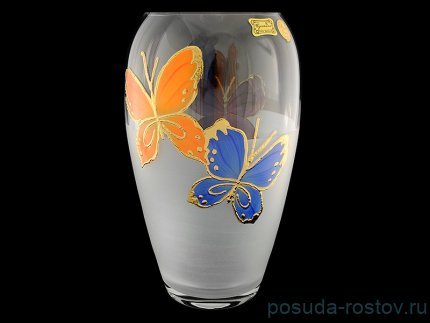 Ваза для цветов 23 см прозрачно-матовая &quot;Эгерманн /Тропические бабочки&quot; / 095372