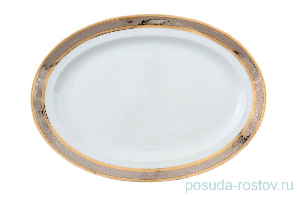Блюдо 39 см овальное "Опал /Платина с золотом" / 056446