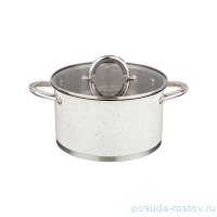 Кастрюля 18 х 10,5 см со стеклянной крышкой 2,5 л белая &quot;Agness&quot; / 213800