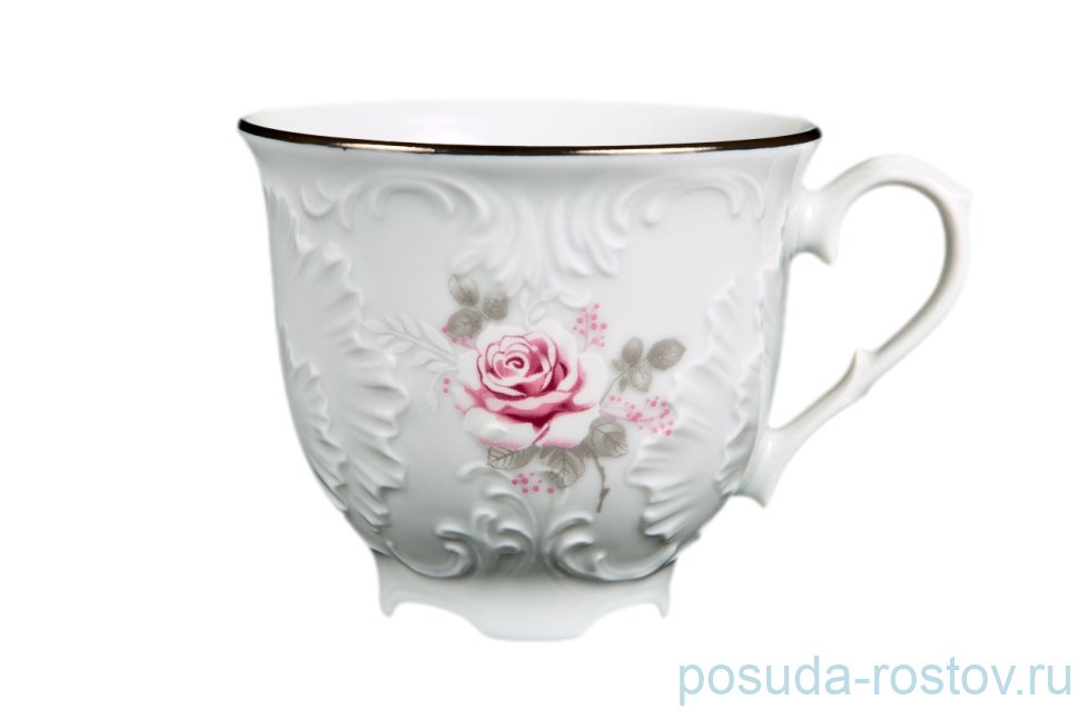 Чайная чашка 250 мл 1 шт "Рококо /Серая роза /платина" / 111504