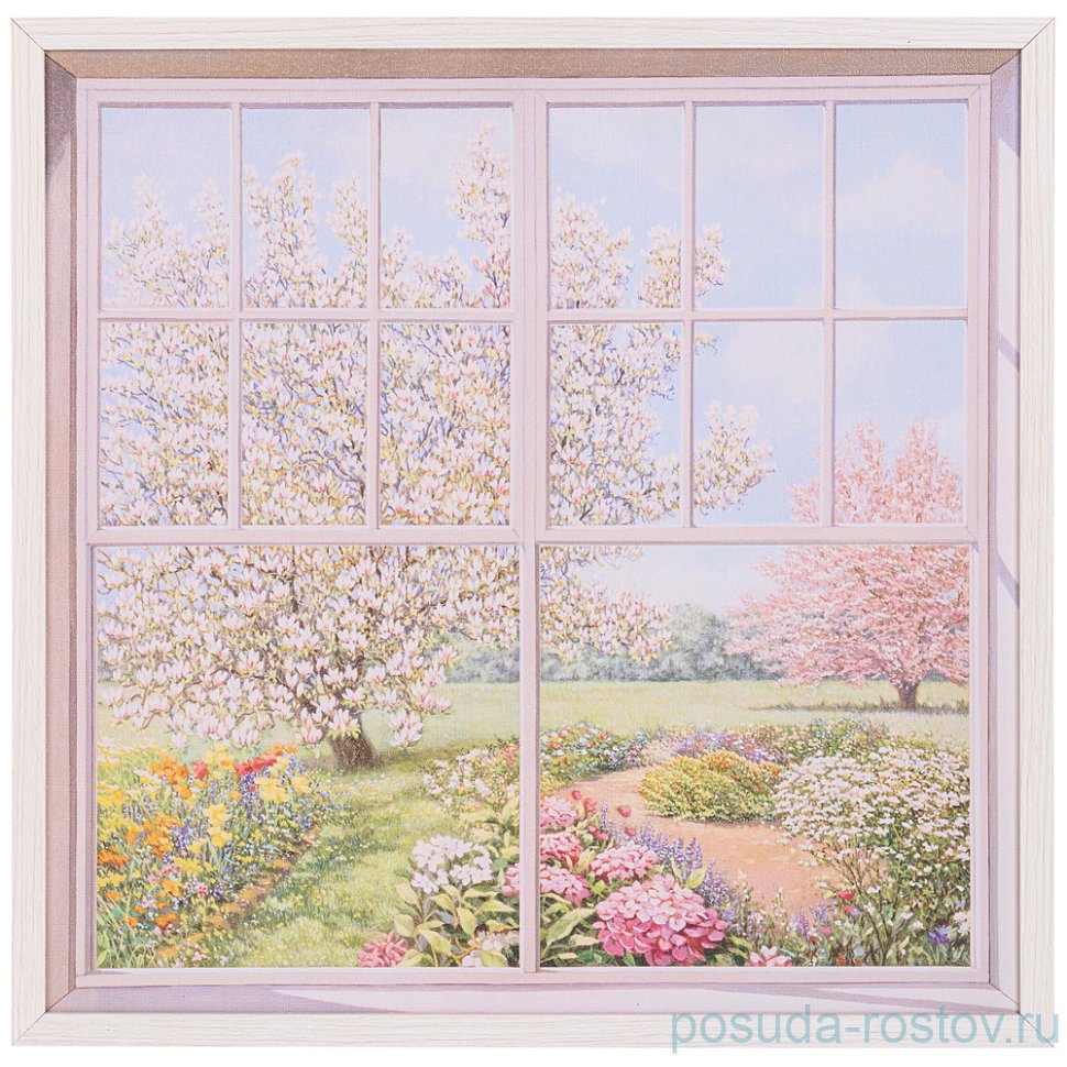 Панно 50 х 50 см "Вид за окном" /рамка белая / 262091 Панно 50 х 50 см "Вид за окном" /рамка белая / 262091