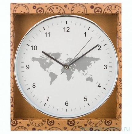 Часы настенные 30 см кварцевые &quot;WORLD MAP&quot; / 197438