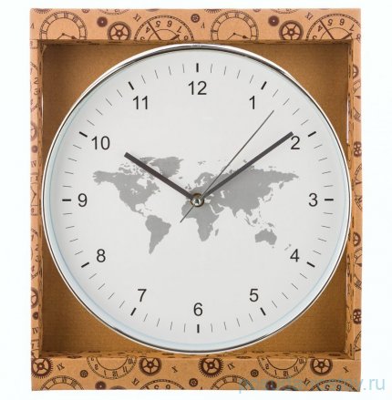 Часы настенные 30 см кварцевые &quot;WORLD MAP&quot; / 197438