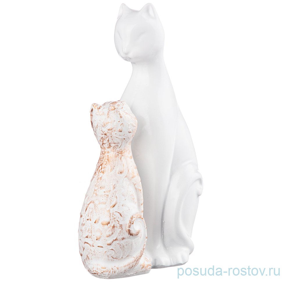Фигурка 16 х 26 см "Кошка с котёнком" /белый / 270293