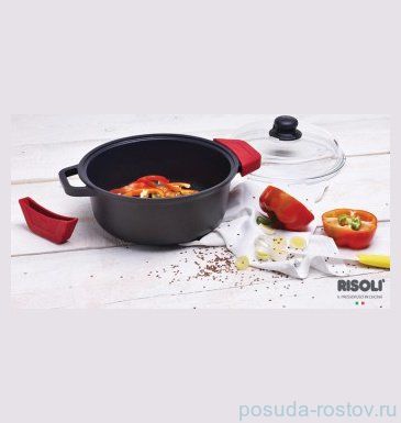 Кастрюля 24 см со стеклянной крышкой литая &quot;Risoli /Soft Safety Cooking&quot; / 154930