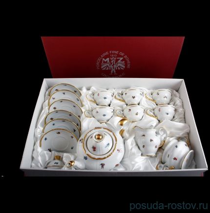 Чайный сервиз на 6 персон 15 предметов &quot;Анжелика 852 /Мелкие цветы&quot; подарочная упаковка / 098879