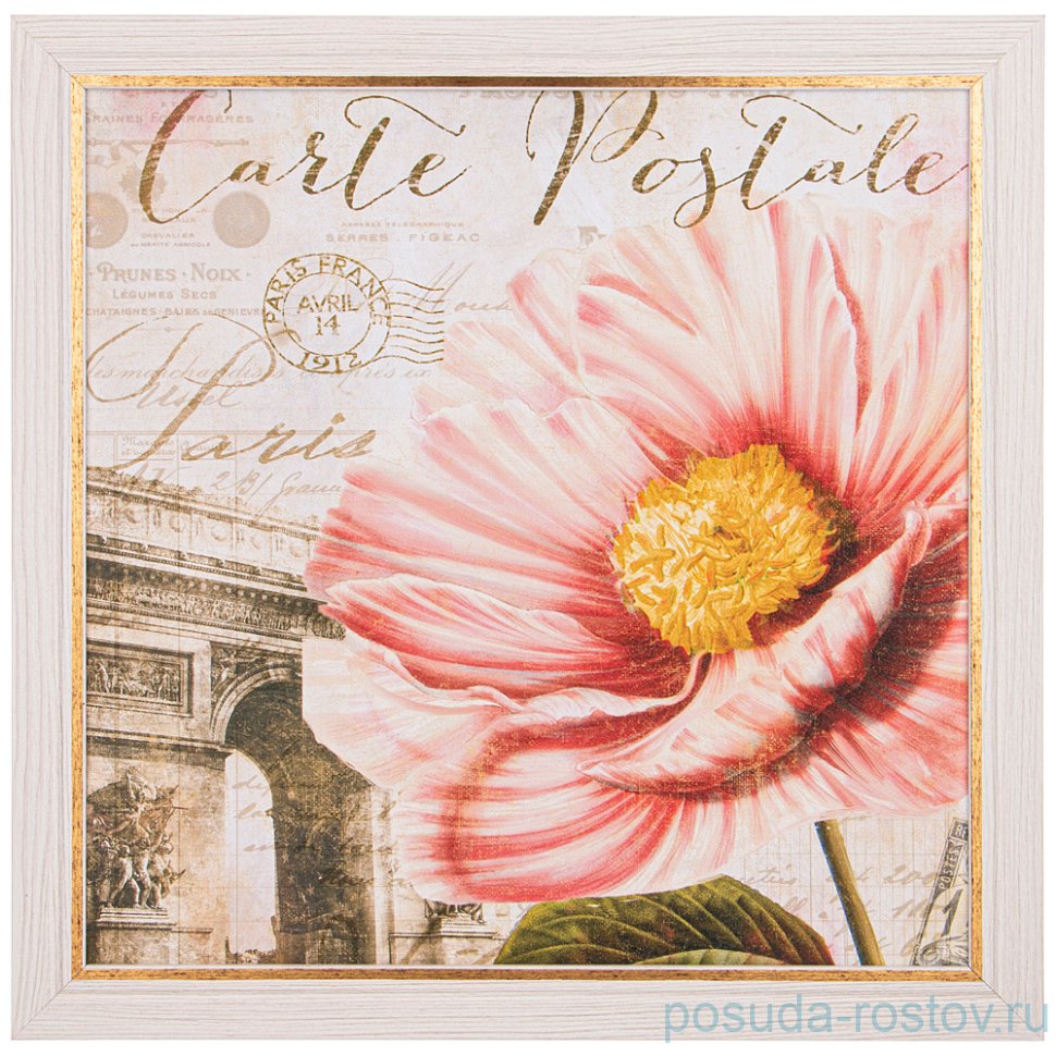 Картина 50 х 50 см "Цветок" /рамка жемчуг с золотом / 270134