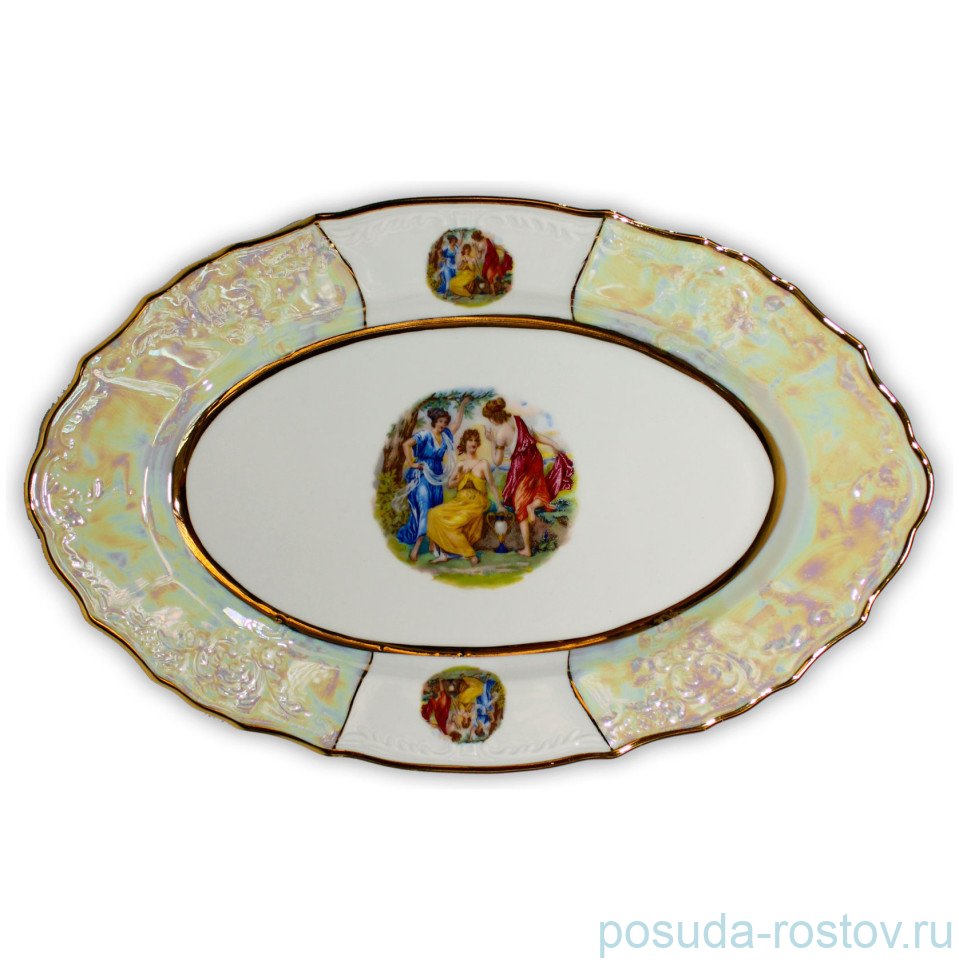 Блюдо 34 см овальное "Бернадотт /Мадонна перламутр" / 308282