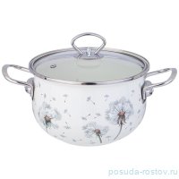 Кастрюля 20 см со стеклянной крышкой эмалированная 2,8 л &quot;Dandelion&quot; / 354175