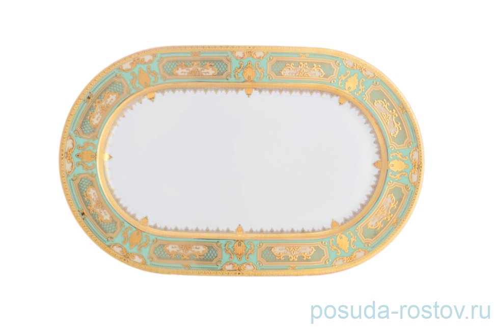 Блюдо 36 см овальное "Донна /Бирюза в золотой роскоши" / 128609 Блюдо 36 см овальное "Донна /Бирюза в золотой роскоши" / 128609