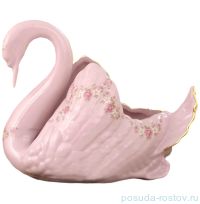 Конфетница h-14 см Лебедь &quot;Соната /Розовый цветок&quot; розовая / 158759