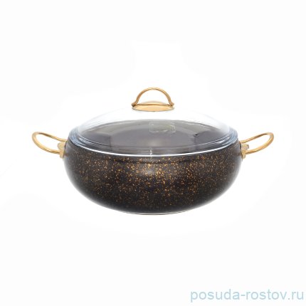 Кастрюля 28 см с крышкой антипригарное покрытие чёрная &quot;Leydi /Repast&quot; / 236541