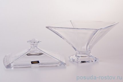 Ваза для конфет 22 см н/н с крышкой &quot;Квадро /Без декора&quot; / 006706