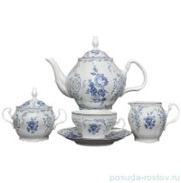 Чайный сервиз на 6 персон 15 предметов &quot;Бернадотт /Синие розы&quot; (чашка 220 мл увел. ручка) / 153394