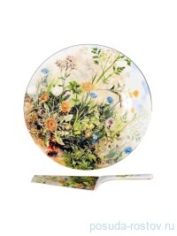 Тарелка для торта 27 см с лопаткой 24,5 см &quot;Полевые цветы&quot; / 232489