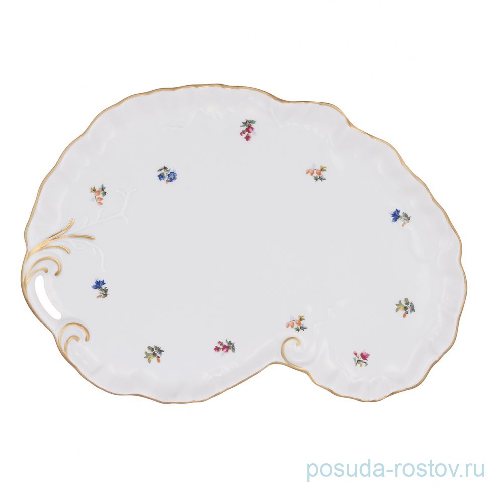 Поднос фигурный "Офелия /3051 /Мелкие цветы /золото" / 330521 Поднос фигурный "Офелия /3051 /Мелкие цветы /золото" / 330521