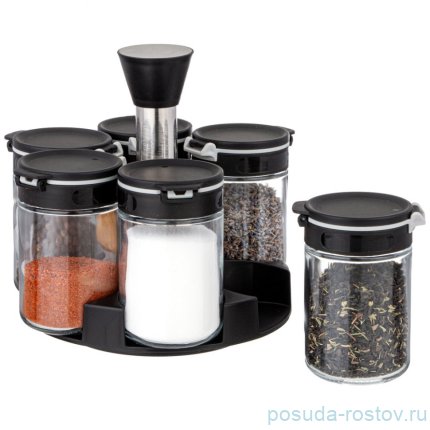 Набор емкостей для специй 6шт 200мл на подставке agness / 346946