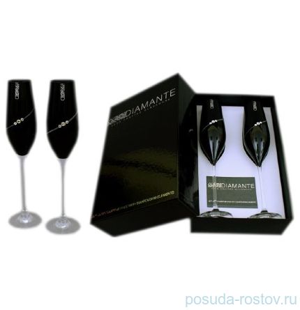 Бокалы для шампанского 210 мл 2 шт чёрные &quot;Diamante /С стразами&quot; / 058892