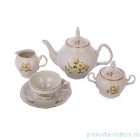 Чайный сервиз на 6 персон 15 предметов &quot;Бернадотт /Белые розы /золото&quot; / 166552