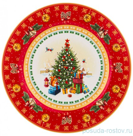 Тарелка 21 см 1 шт красная &quot;С новым годом! /Елка&quot; / 225705