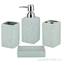 Набор для ванной комнаты 4 предмета (дозатор для мыла, мыльница, стакан для зубных щёток, стакан) / 203052