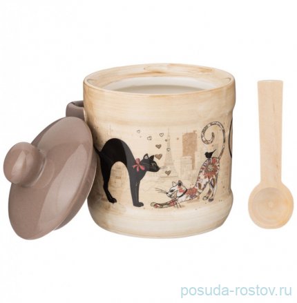 Сахарница 300 мл с ложкой &quot;Парижские коты&quot; / 244643