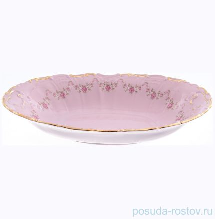 Блюдо 26 см овальное глубокое &quot;Соната /Розовый цветок&quot; розовая / 148684