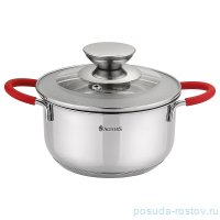 Кастрюля 16 х 8,5 см со стеклянной крышкой силиконовые вставки на ручках индукция 1,45 л &quot;agness&quot; / 196249