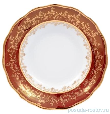 Набор тарелок 23 см 6 шт глубокие &quot;Фредерика /Золотые листья на красном&quot; / 146163