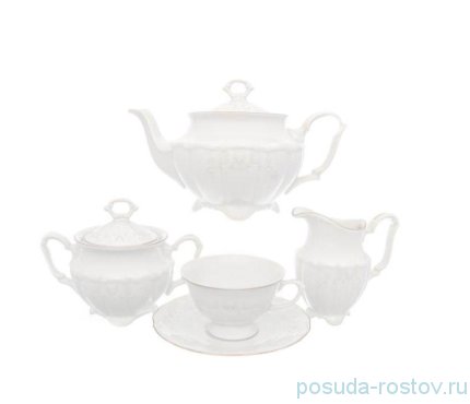Чайный сервиз на 6 персон 15 предметов &quot;Мария-Тереза /Платиновый узор&quot; (классическая чашка) / 236358