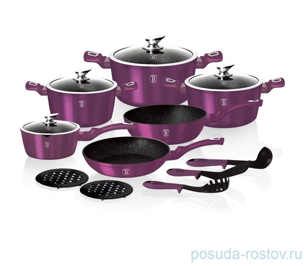 Набор посуды 15 предметов Berlinger Haus "Royal Purple Metallic Line" / 131651 Набор посуды 15 предметов Berlinger Haus "Royal Purple Metallic Line" / 131651