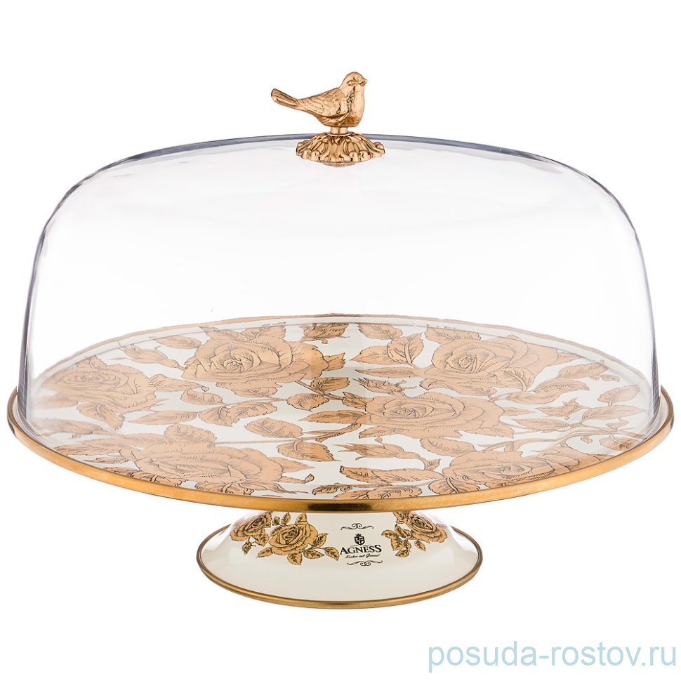 Тортница 30 см н/н белая "Agness /Ренессанс /Розы" / 210654