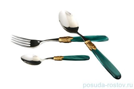 Столовые приборы 36 предметов &quot;Ischia Antique Gold /Dark Green Steel&quot; / 114537