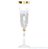 Бокалы для шампанского 190 мл 6 шт &quot;Анжела /Матовые листики /Золото на белом&quot; E-V / 118345