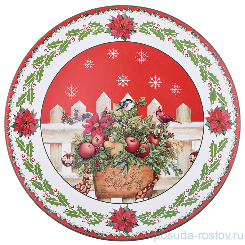 Поднос 40 см круглый "Рождественская сказка" / 220521