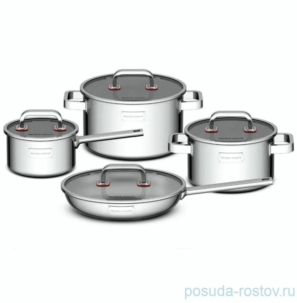 Набор посуды 8 предметов красный/зеркальный "Modesto"  / 369697