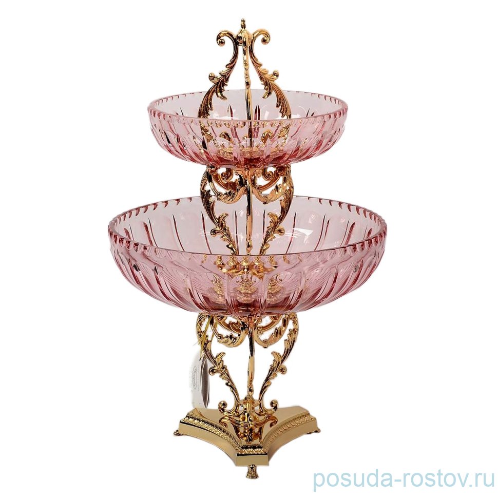 Конфетница 19 см 2-х ярусная н/н "Розаперла /Риган /Розовая" / 147045 Конфетница 19 см 2-х ярусная н/н "Розаперла /Риган /Розовая" / 147045