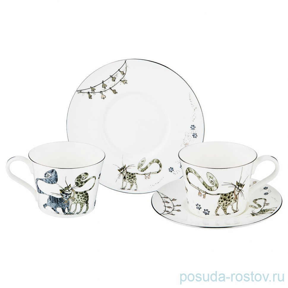 Набор чайных пар 230 мл 2 шт "Котики" / 189314