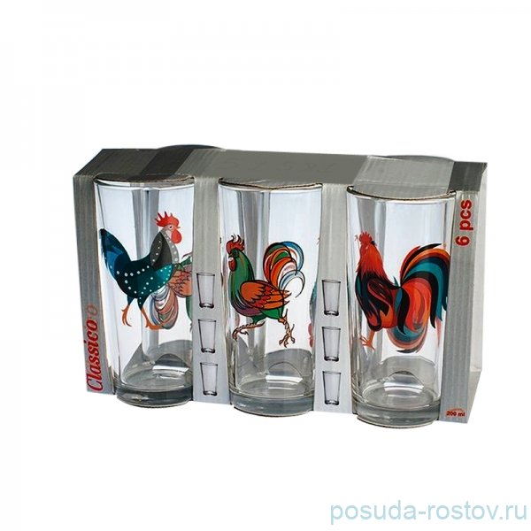 Стаканы для воды 230 мл 3 шт "Ода /Петух микс" / 161132