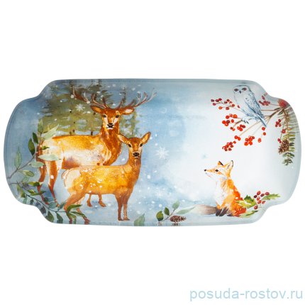 Блюдо 18 см прямоугольное &quot;Зимняя сказка /Звери&quot; / 268493