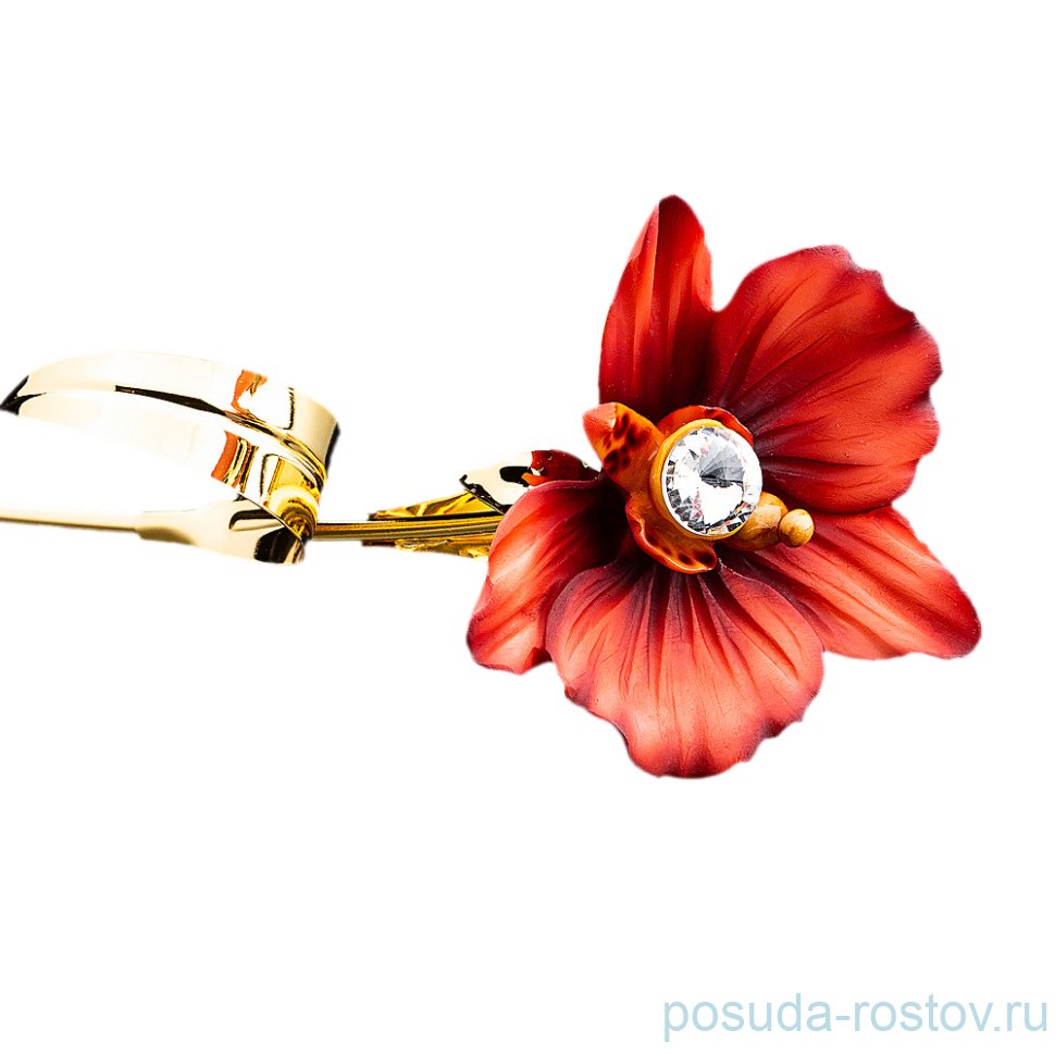 Цветок декоративный 46 см "орхидея красная /чевик" / 170417