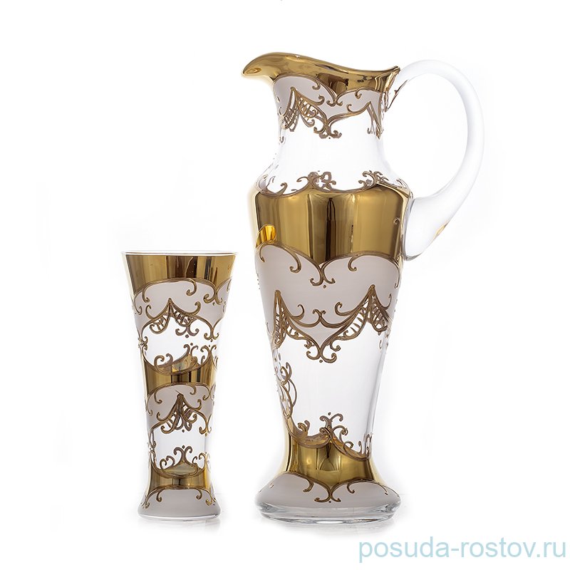 Набор для воды 7 предметов (кувшин 1,2 л + 6 стаканов по 200 мл) "Испанский /Золотой узор 6004" / 058699 Набор для воды 7 предметов (кувшин 1,2 л + 6 стаканов по 200 мл) "Испанский /Золотой узор 6004" / 058699